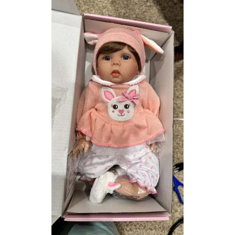🆕22inch Soft Vinyl Body Newborn Baby Poseable Limbs Open Eyes Reborn Pink Girl